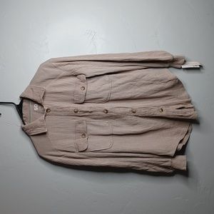 SO Mocha Froth Waffle Mix Shacket Button Front Shirt Jacket XS JG33K021RS